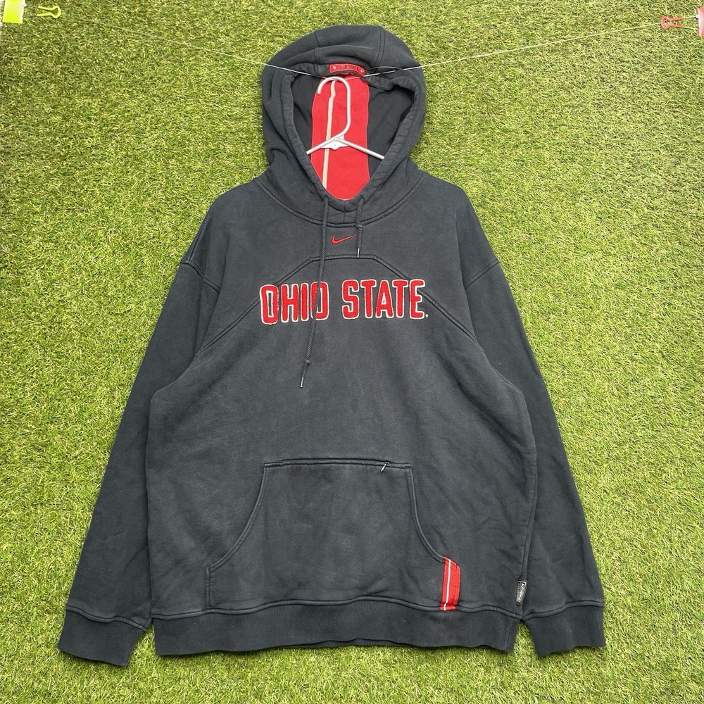 Nike Ohio State Buckeyes Hoodie Mens Large Football Center Swoosh Black OSU